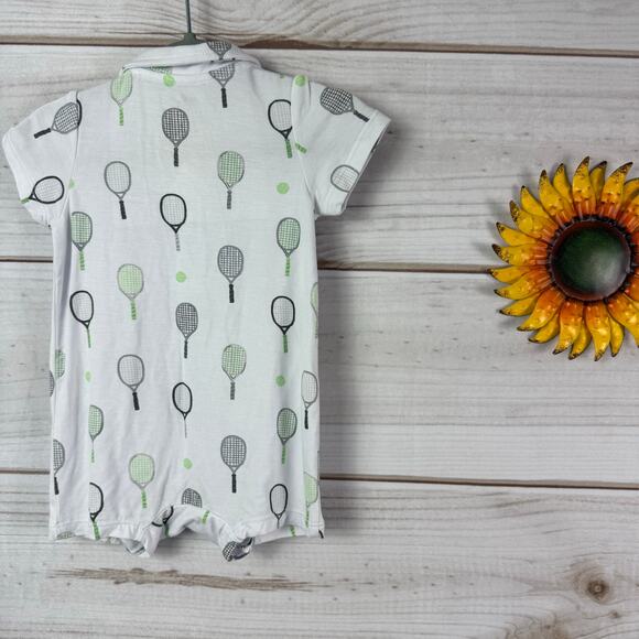 Angel Dear Baby Bamboo Romper 0-3M Tennis Rackets Print Short Sleeve‎ - Picture 2 of 5